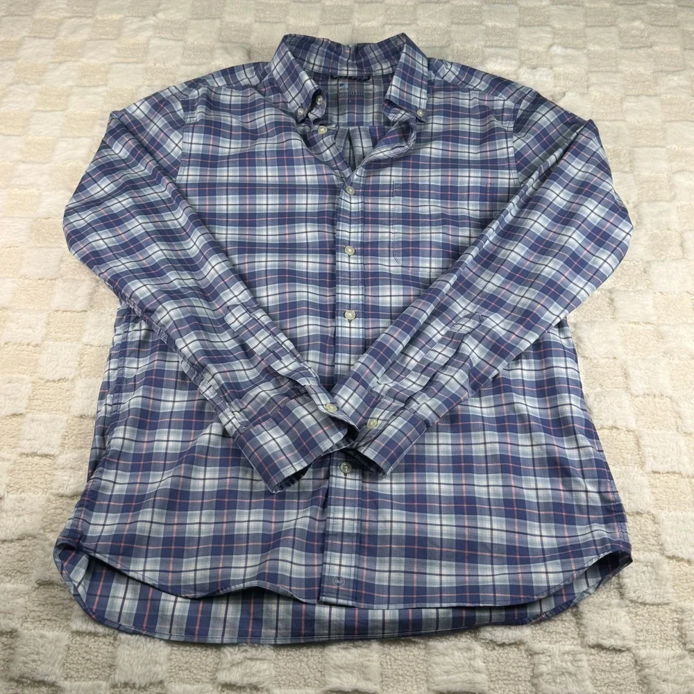Vineyard Vines On-The-Go Performance Shirt Mens Small Blue Pink Plaid brrr S - Picture 1 of 10